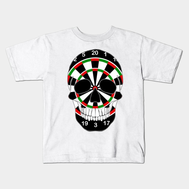 Dartboard Skull Kids T-Shirt by Nuletto